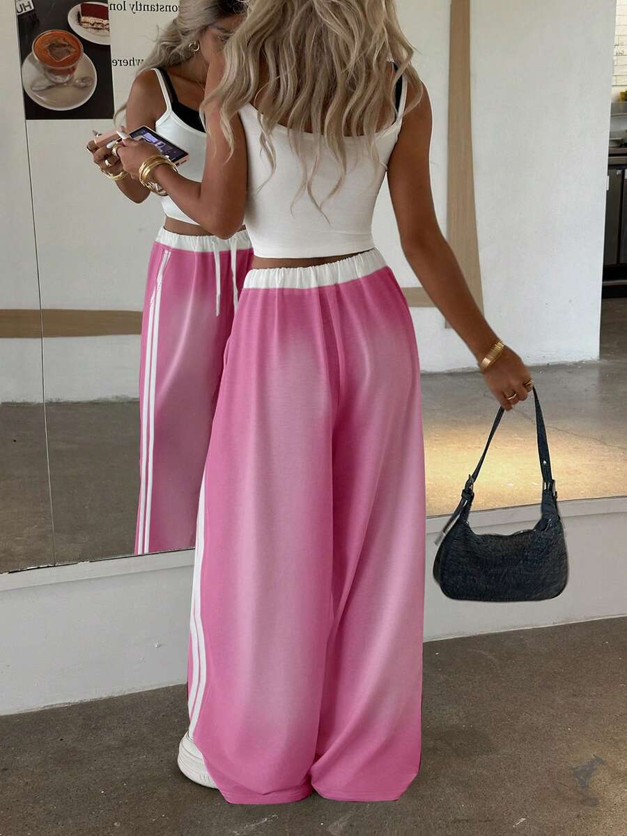 Women's Letter Cross Print Wide-Leg Pants