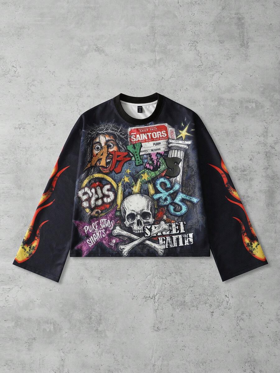 Skeleton Print Long Sleeve T-Shirt