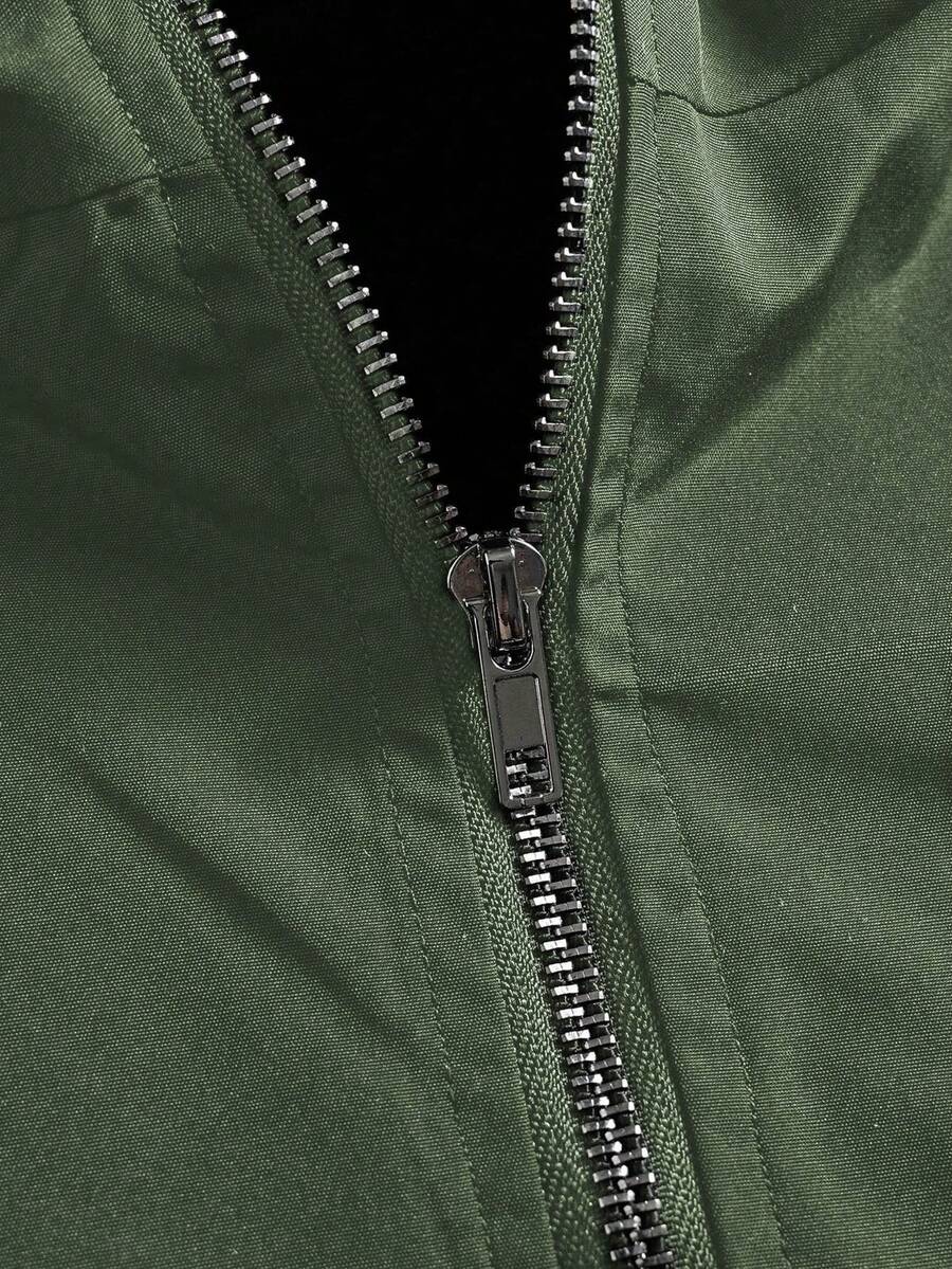 Men's Letter Print Hooded Zip-Up Jacket And Contrast Trim Pants 2Piece Set