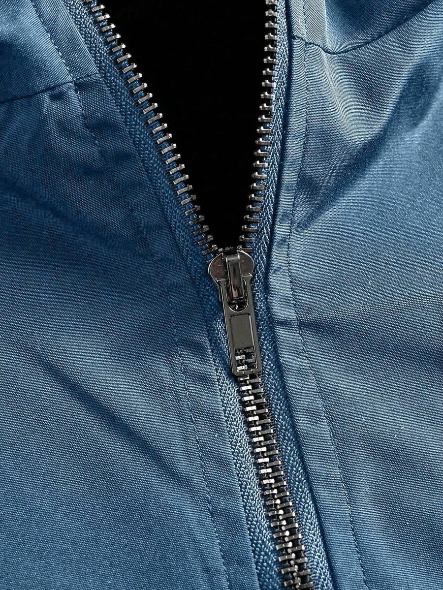 Men's Letter Print Hooded Zip-Up Jacket And Contrast Trim Pants 2Piece Set