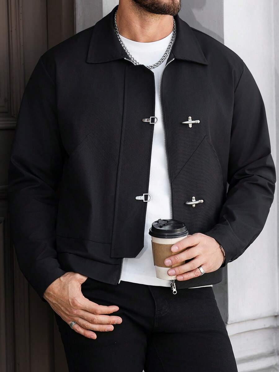Men's Mature Casual Jacket With Large Pockets