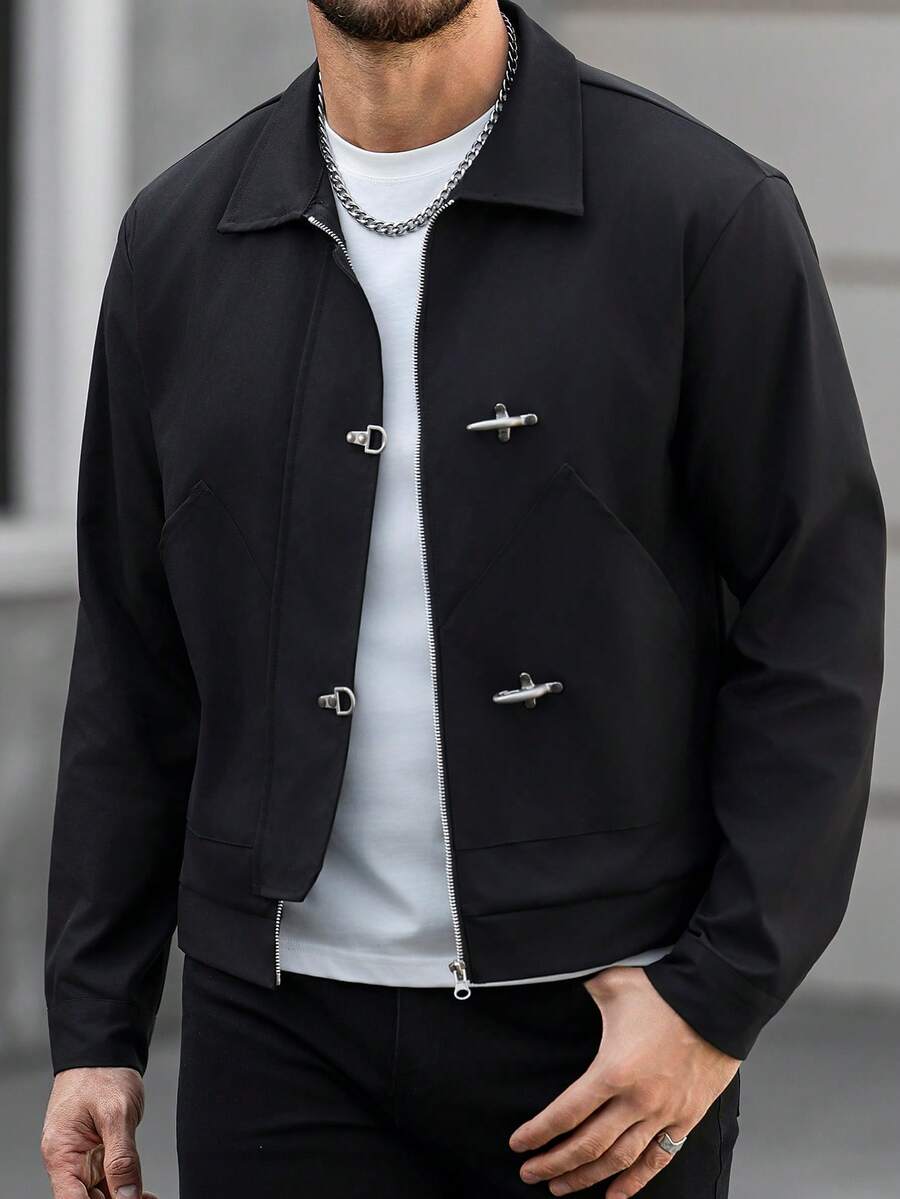 Men's Mature Casual Jacket With Large Pockets