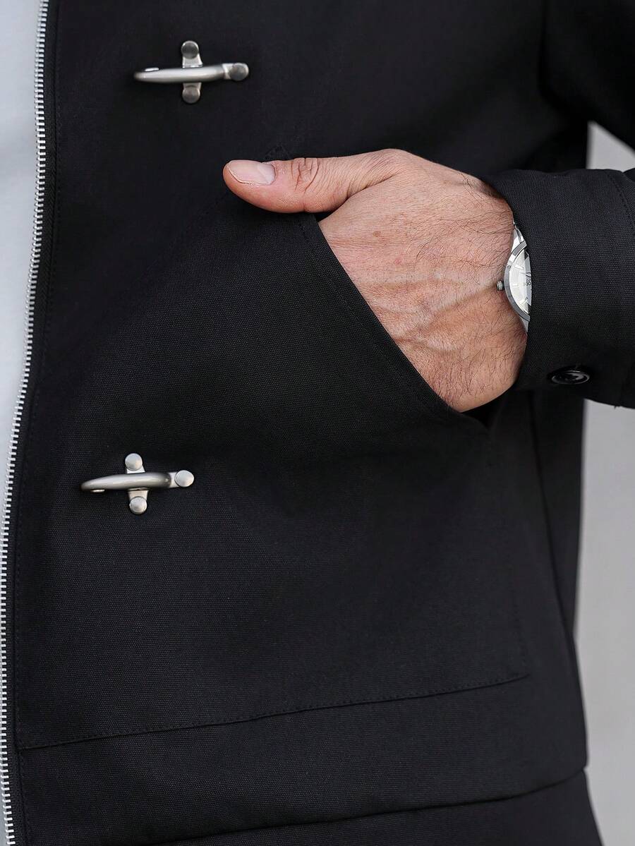 Men's Mature Casual Jacket With Large Pockets