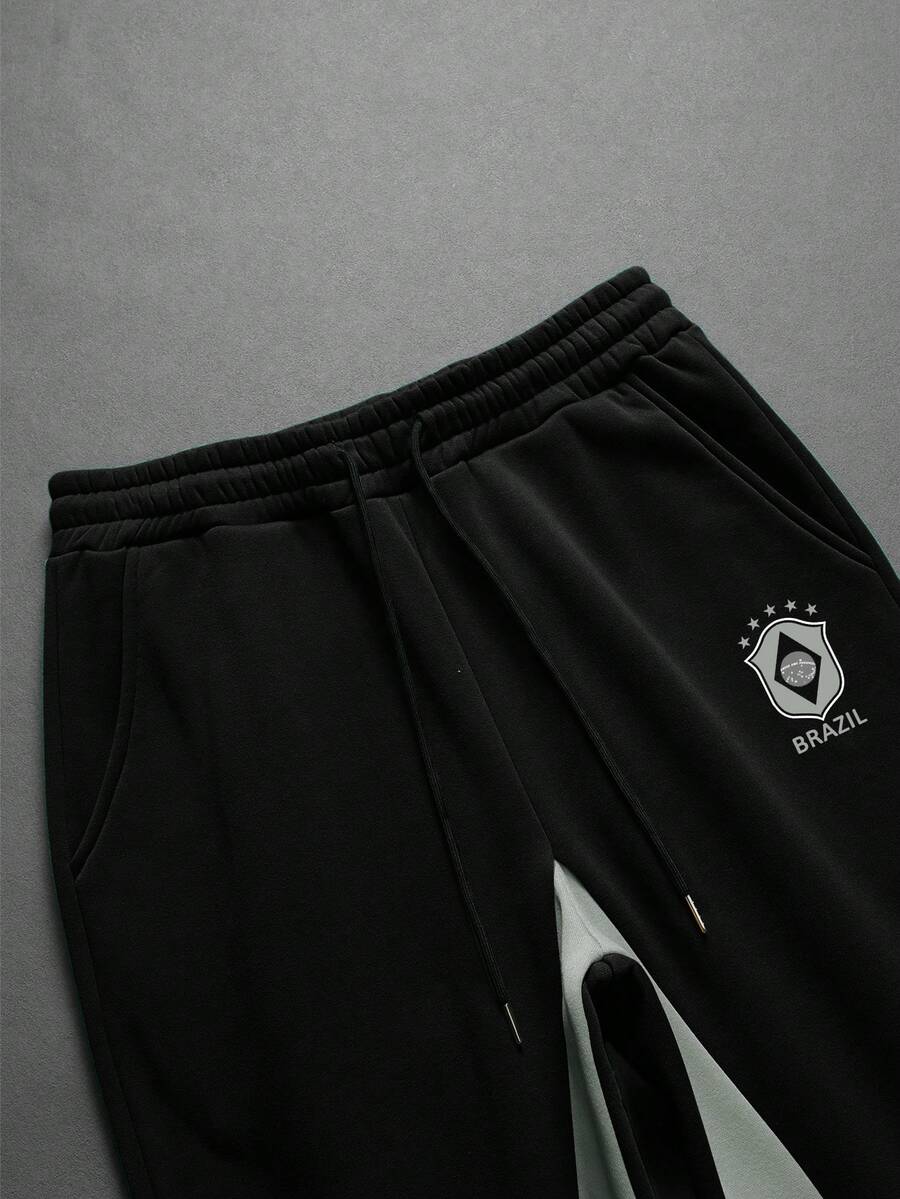 Contrast Color Zip-Up Hoodie Sweatpants Set