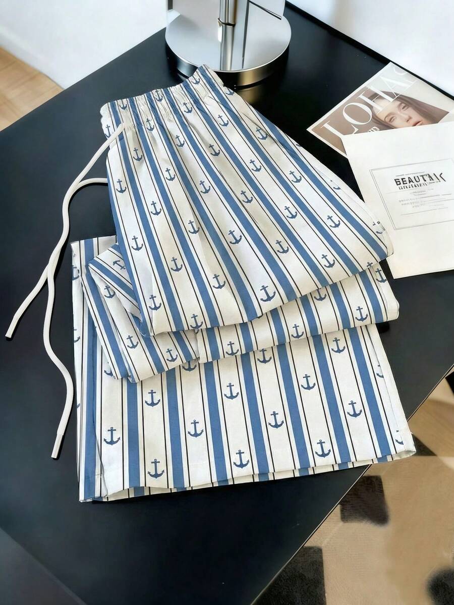 Women's Letter Cross Print Wide-Leg Pants