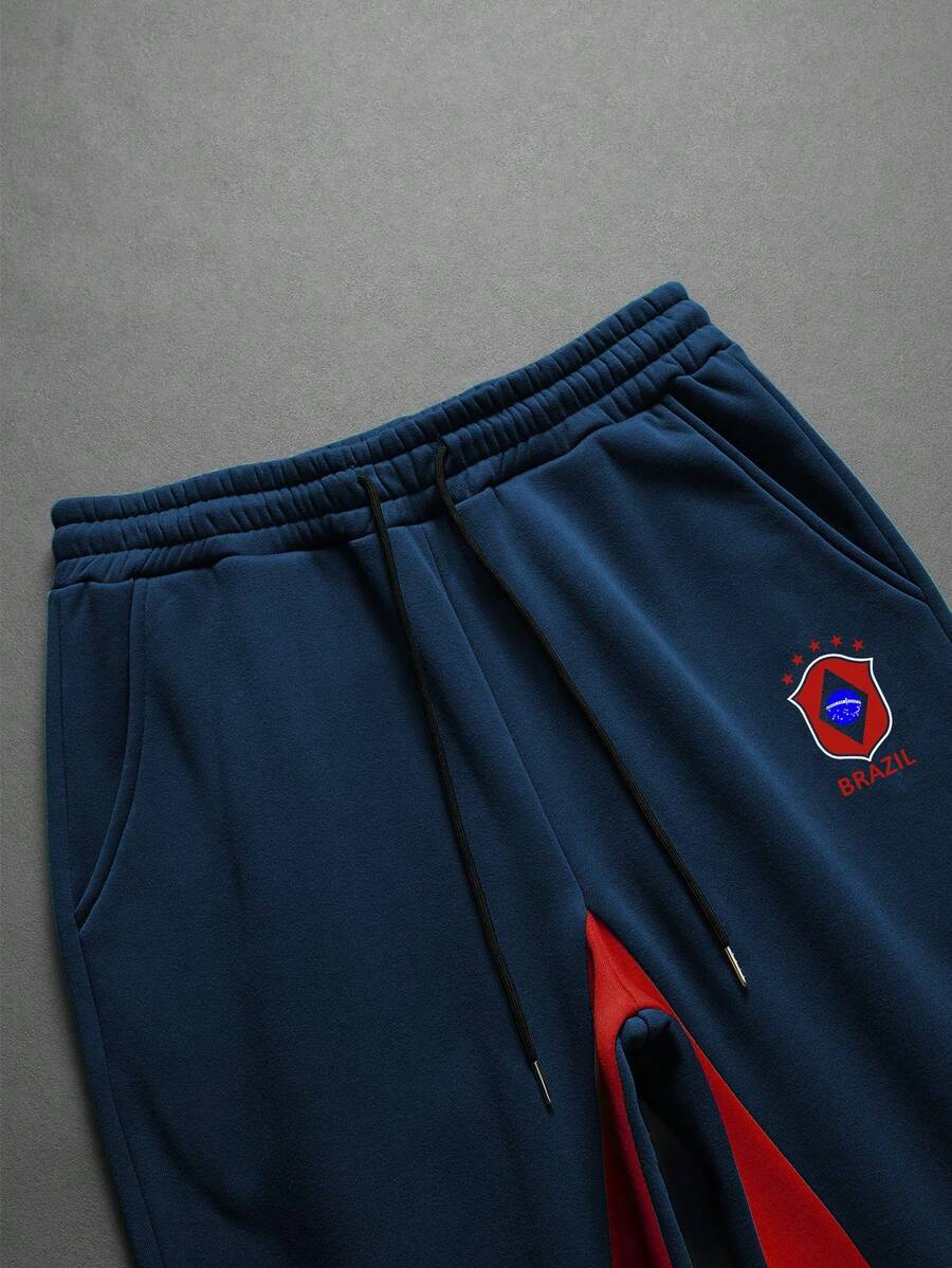 Contrast Color Zip-Up Hoodie Sweatpants Set