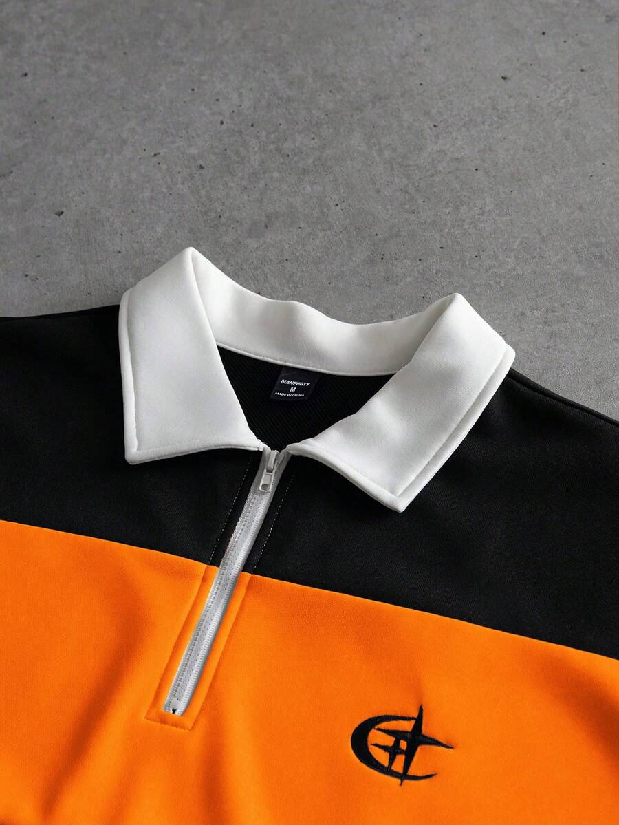 Men's Striped Long Sleeve Casual Polo Shirt
