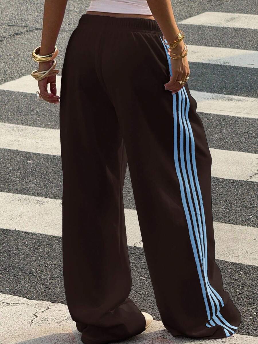 Women's Striped Knitted Wide-Leg Sweatpants