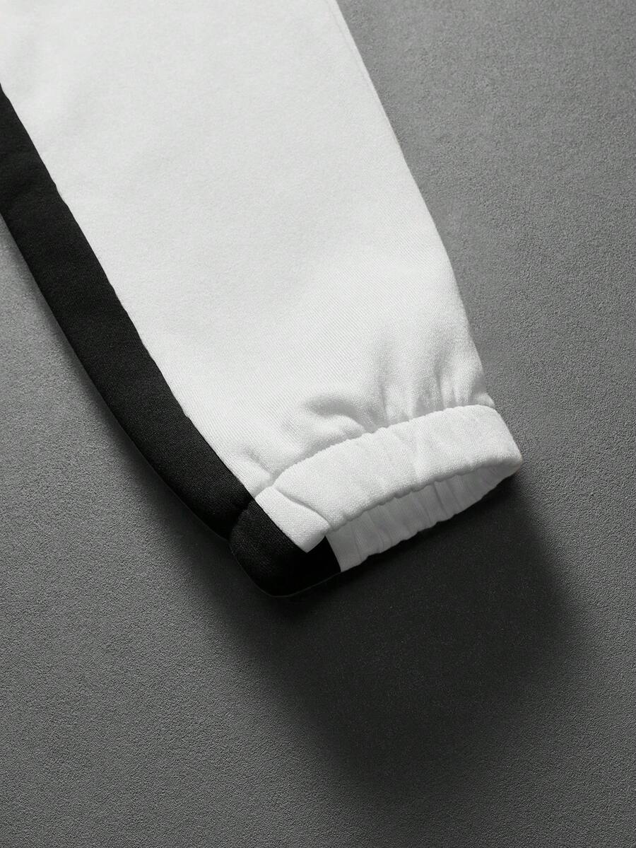 Contrast Color Zip-Up Hoodie Sweatpants Set