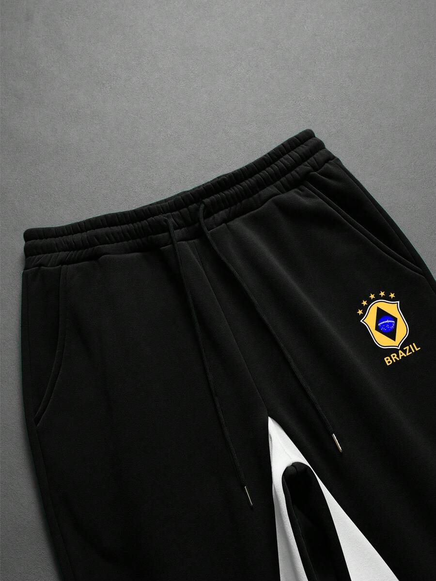 Contrast Color Zip-Up Hoodie Sweatpants Set