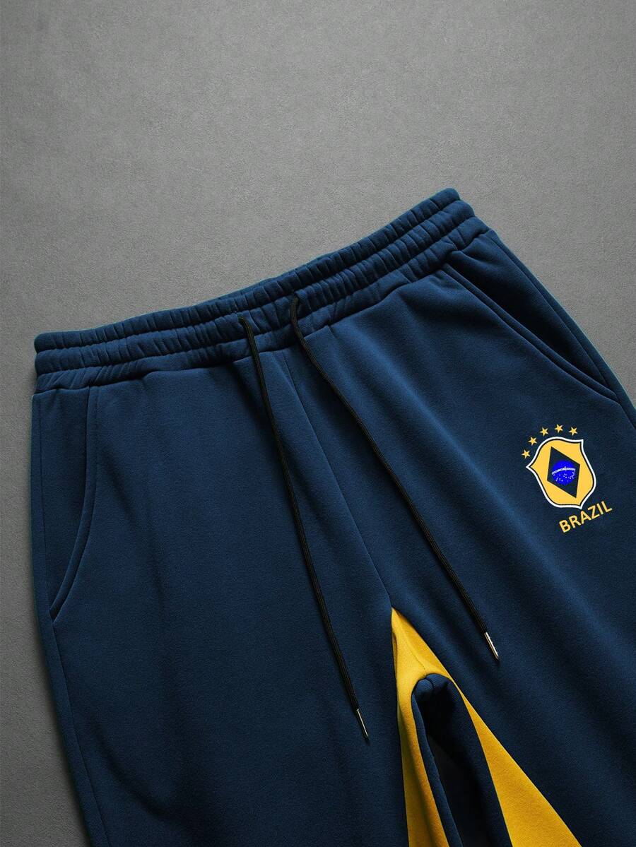 Contrast Color Zip-Up Hoodie Sweatpants Set