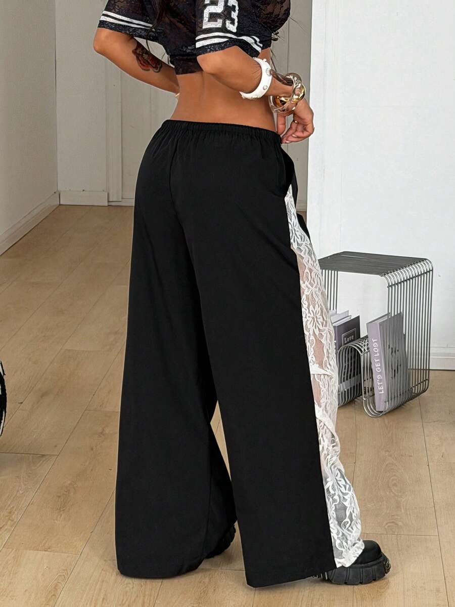 Women's Color-Blocked Cargo Parachute Pants