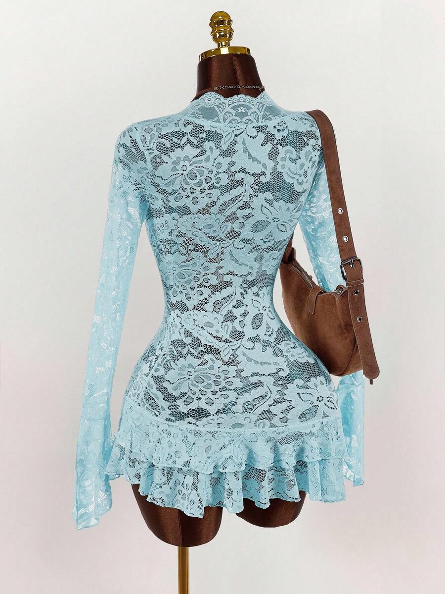 Sheer Low-Cut Hippie Style Mini Dress