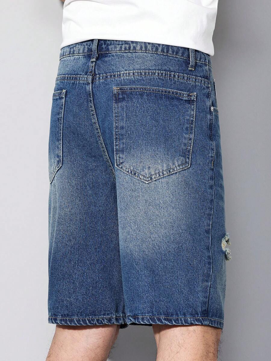 Men's Distressed Baggy Denim Shorts