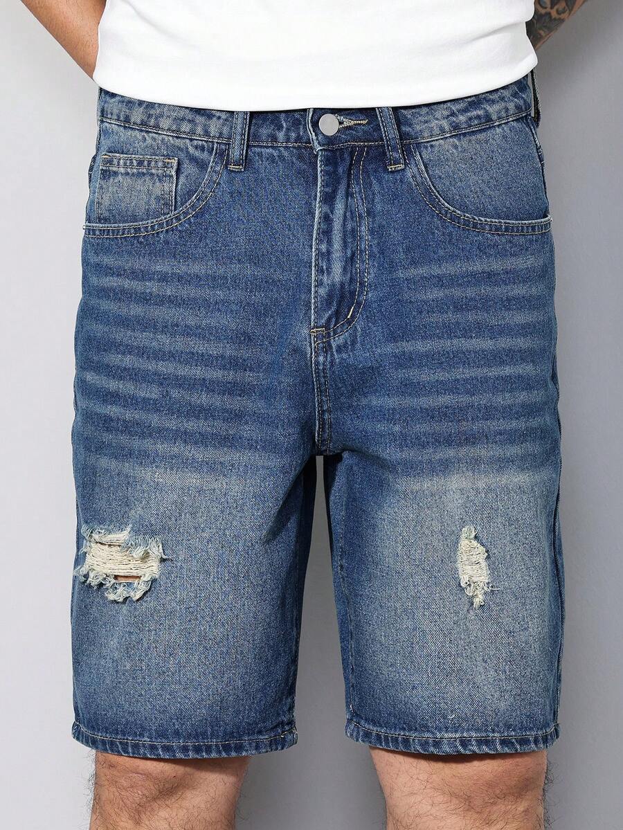 Men's Distressed Baggy Denim Shorts