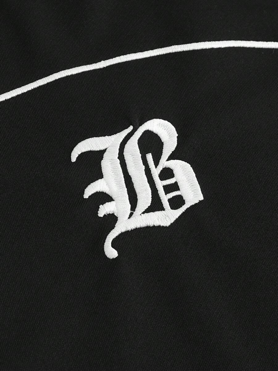 Contrast Trim Letter Print Tee Shorts