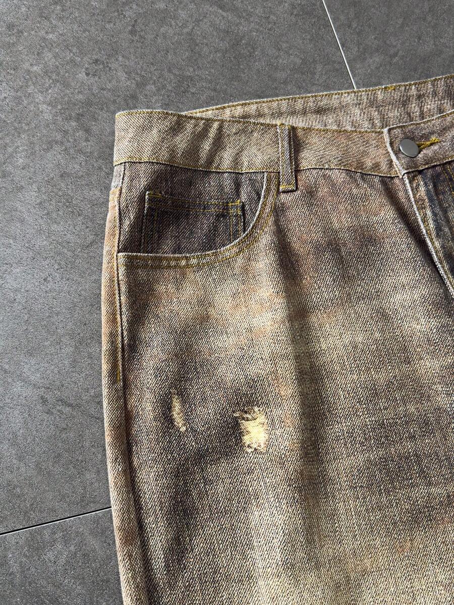 Angel Graphic Distressed Pocket Jeans