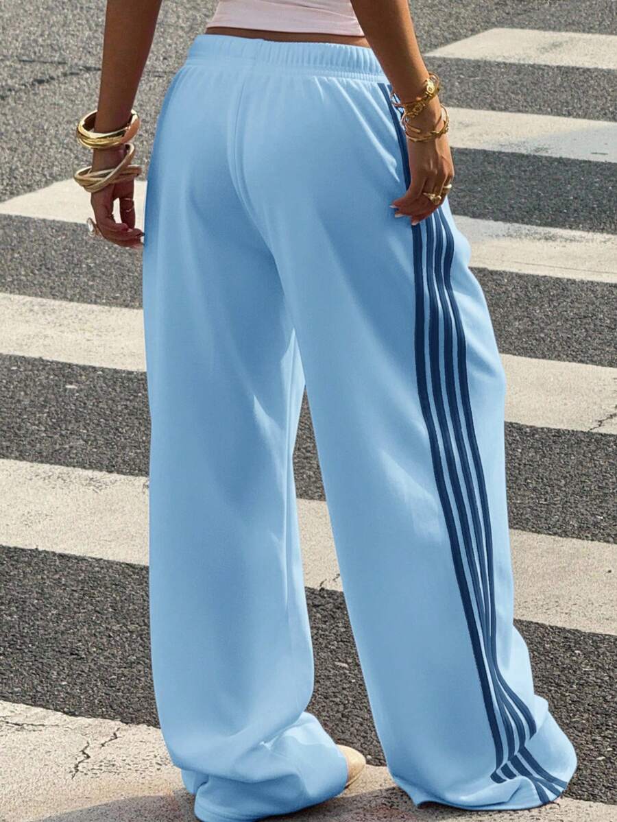 Women's Striped Knitted Wide-Leg Sweatpants