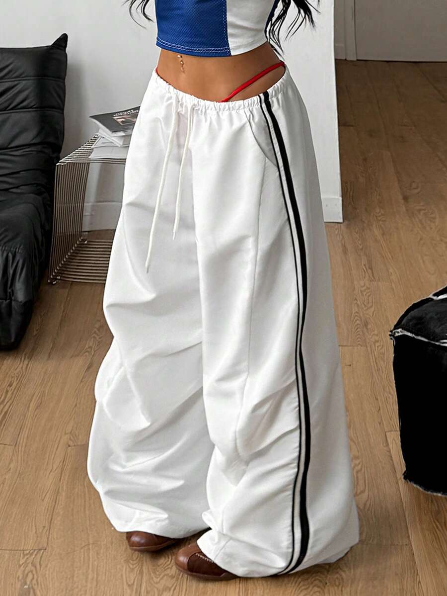Women's Color-Blocked Baggy Parachute Pants
