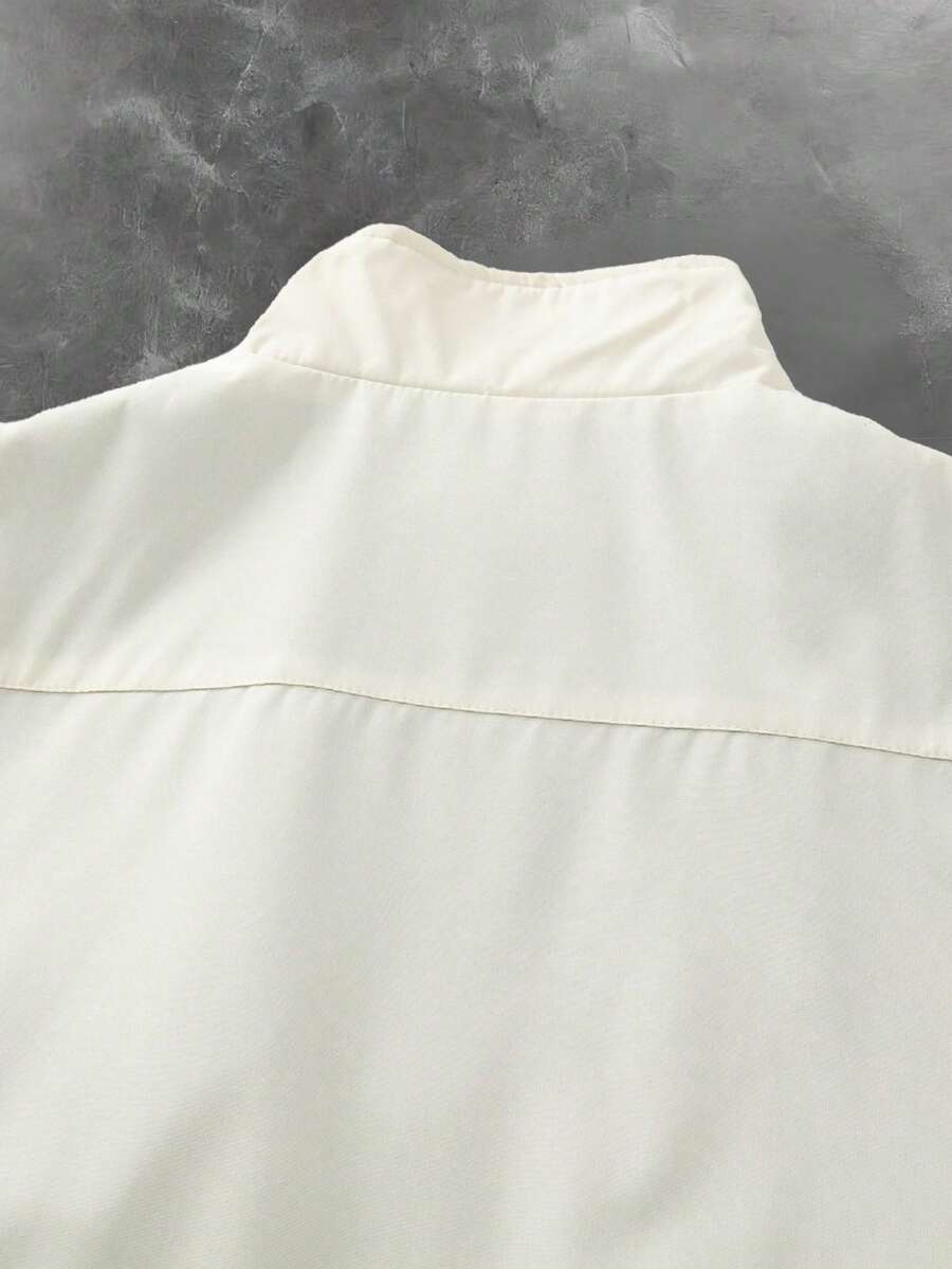 Men's Letter Print Contrast Color Long Sleeve Frog Button Jacket