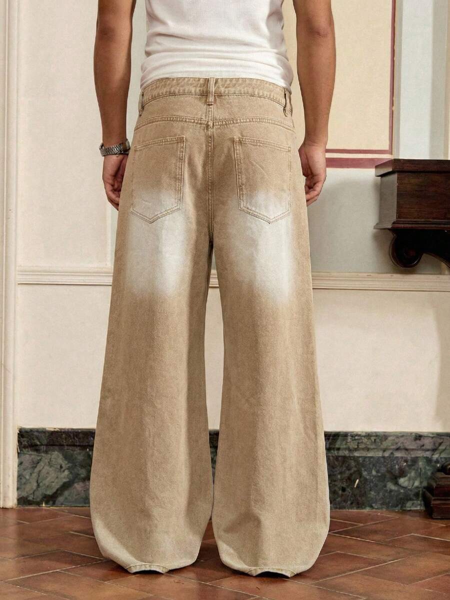Men's Loose Fit Wide-Leg Pocket Jeans