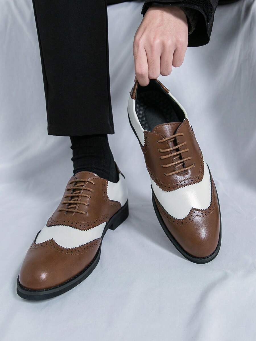 Men's Pointed Toe Business Casual Derby Shoes