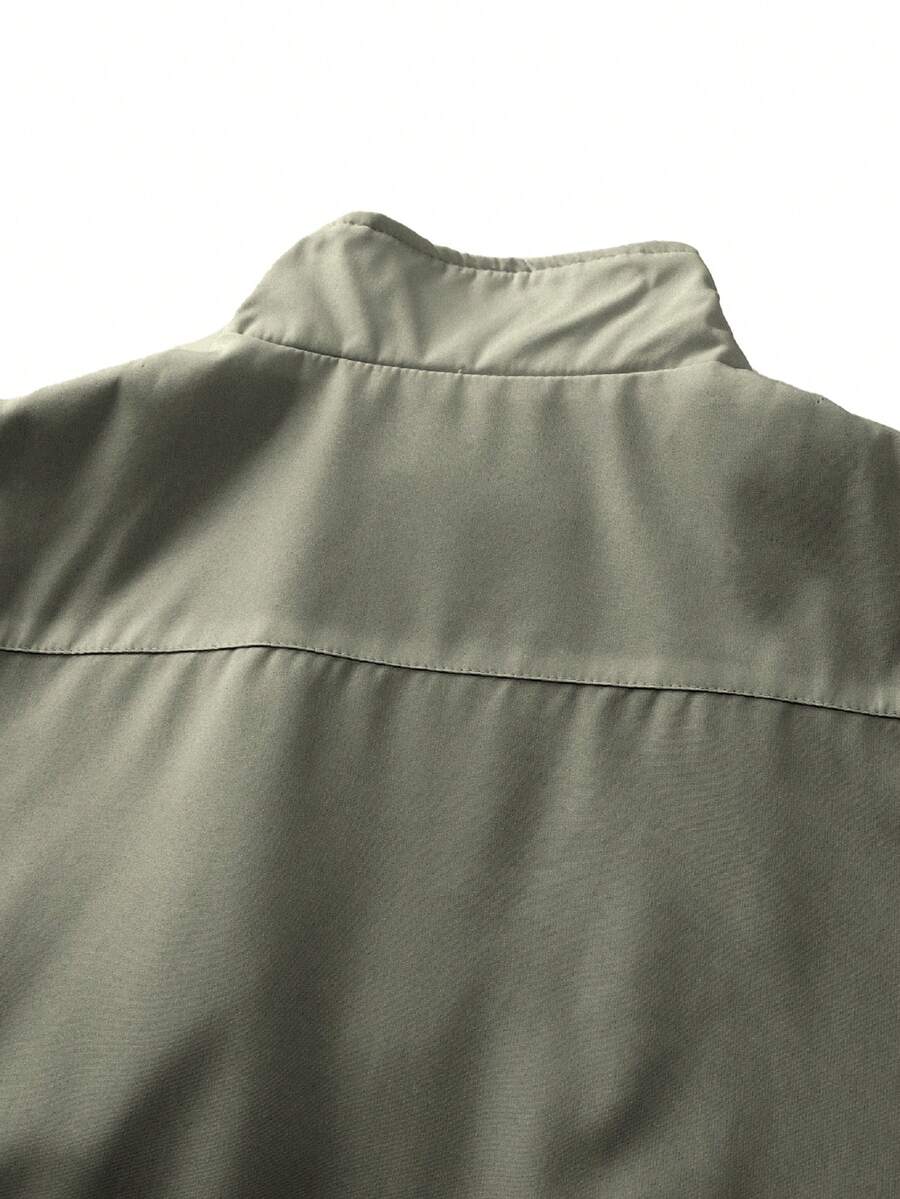 Men's Letter Print Contrast Color Long Sleeve Frog Button Jacket