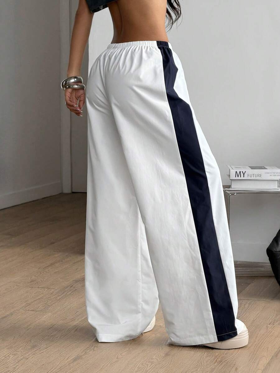 Women's Color-Blocked Cargo Parachute Pants