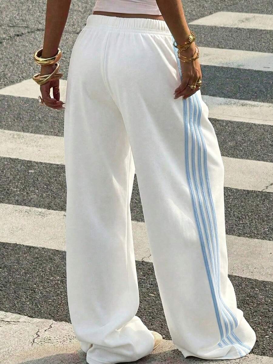 Women's Striped Knitted Wide-Leg Sweatpants
