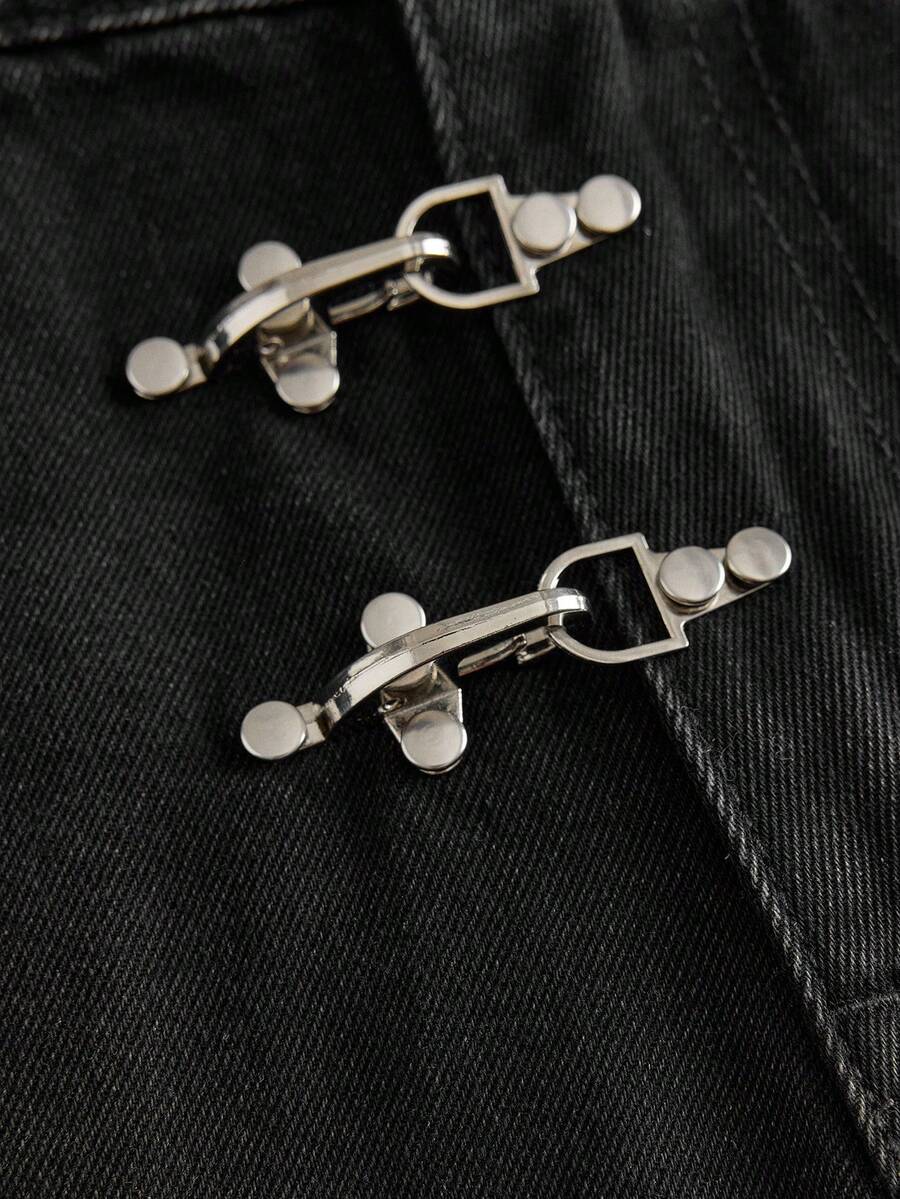 Fashionable Straight Loose Fit Patchwork Frayed Hem Men's Baggy Denim Jeans, Streetwear Style