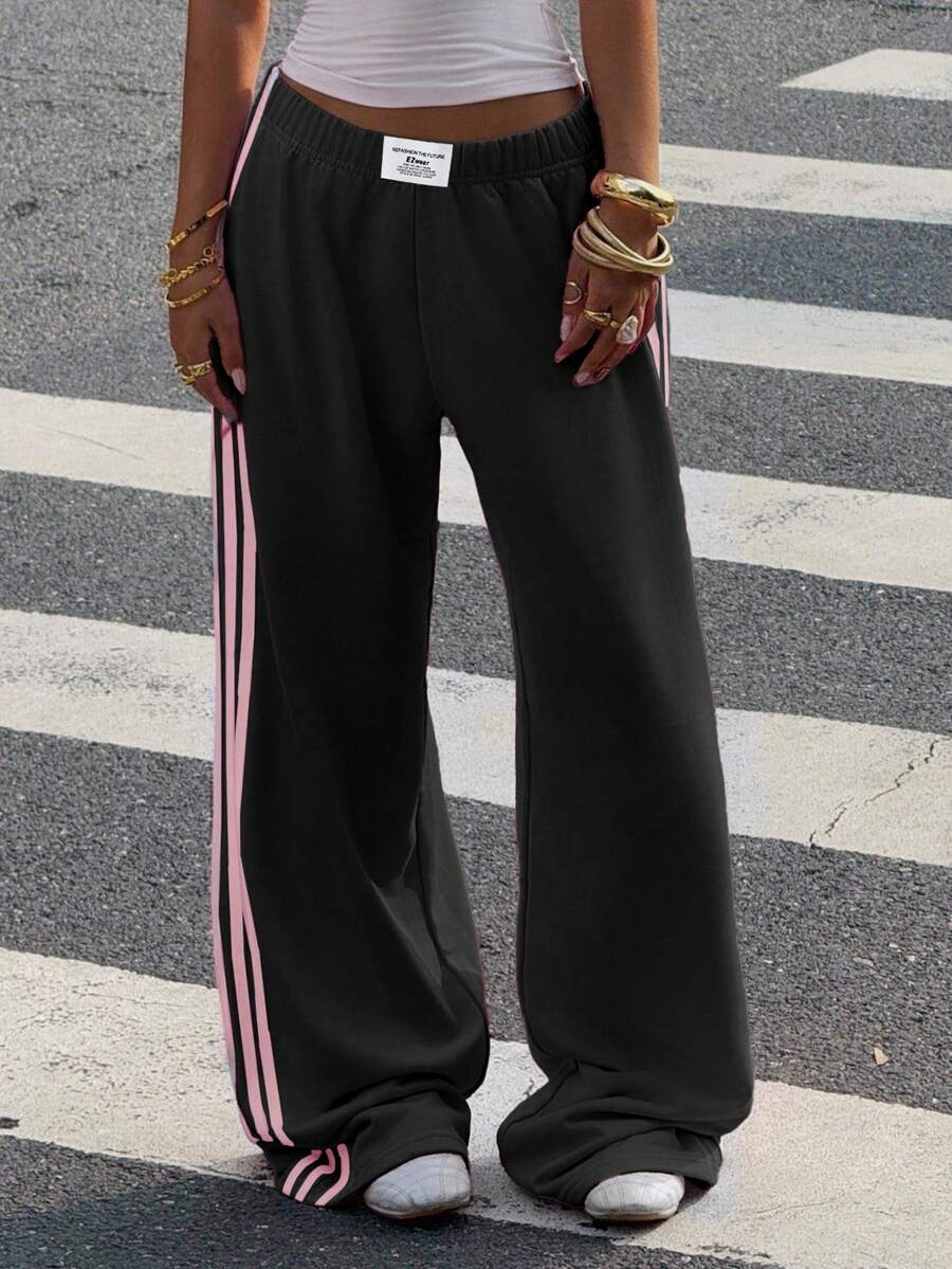 Women's Striped Knitted Wide-Leg Sweatpants