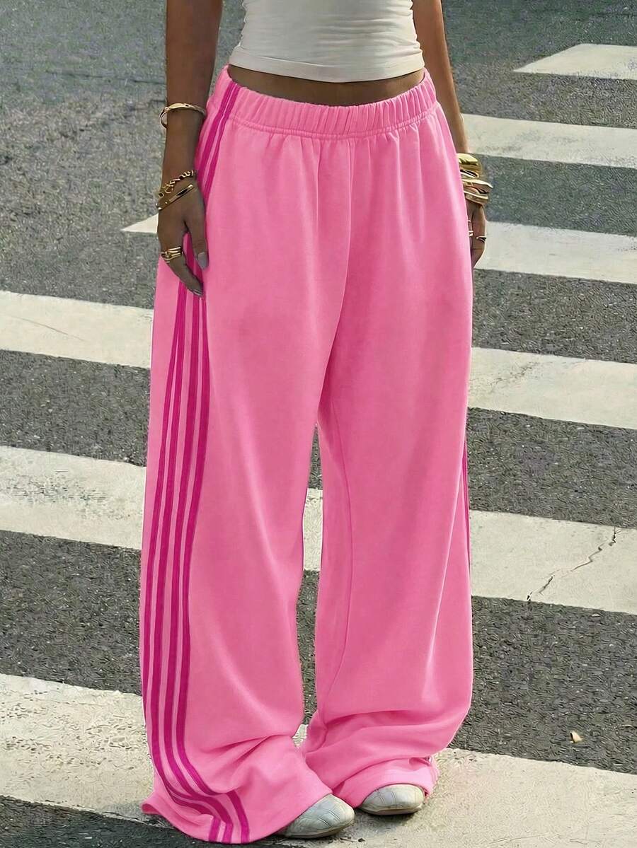 Women's Striped Knitted Wide-Leg Sweatpants