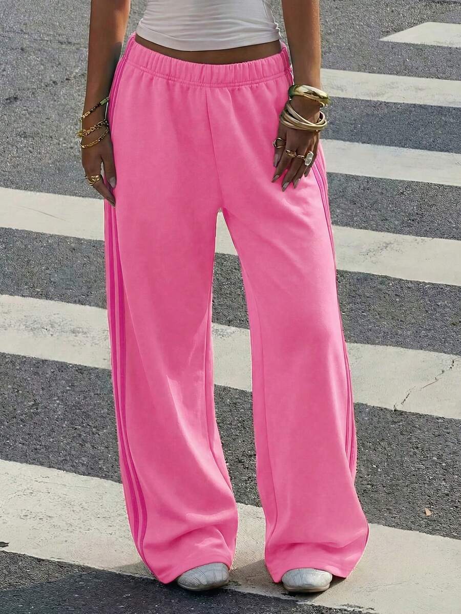 Women's Striped Knitted Wide-Leg Sweatpants