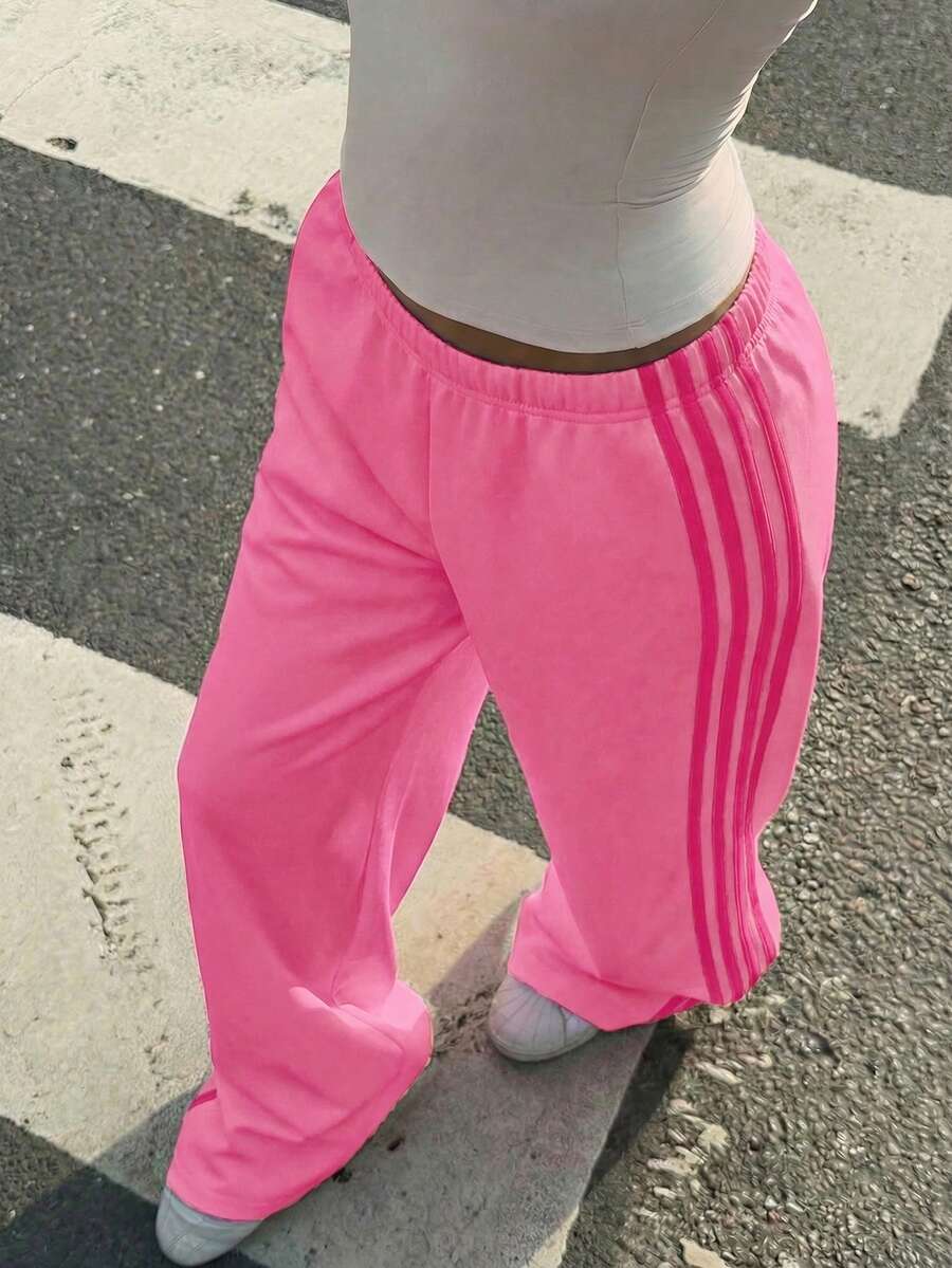 Women's Striped Knitted Wide-Leg Sweatpants