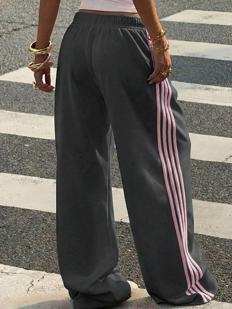 Women's Striped Knitted Wide-Leg Sweatpants