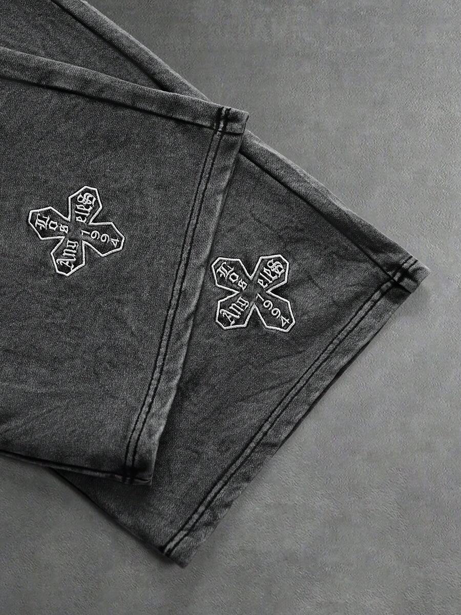 Cross Design Drawstring Waist Sweatpants