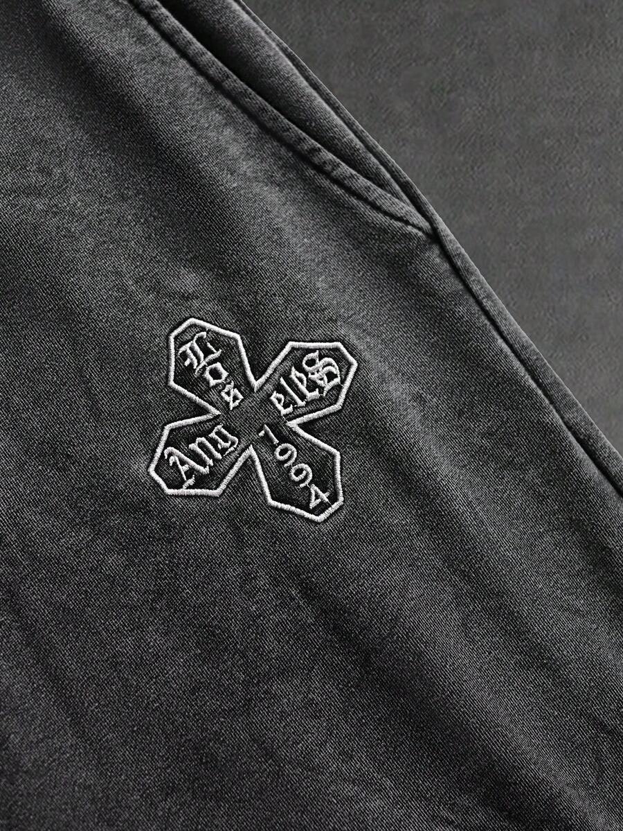 Cross Design Drawstring Waist Sweatpants