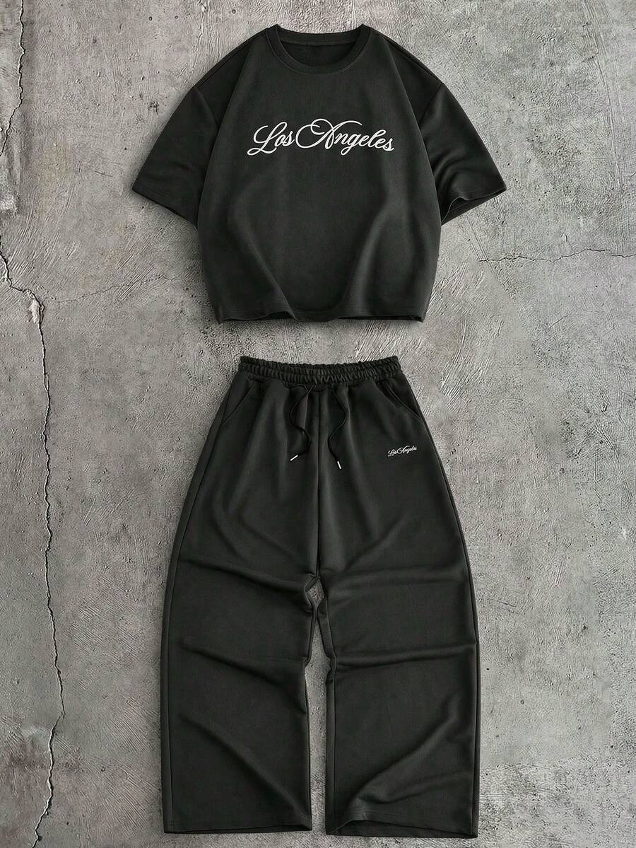 Leopard Patchwork T-Shirt And Pants Set