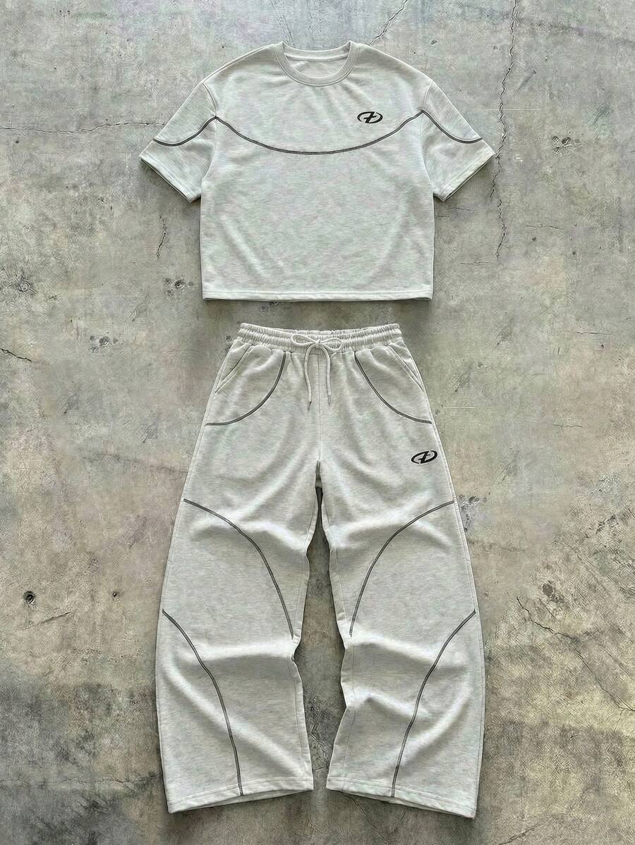 Leopard Patchwork T-Shirt And Pants Set