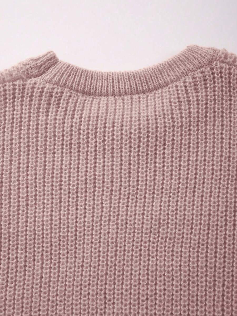 Men's Knit Drop Shoulder Crew Neck Pullover Sweater
