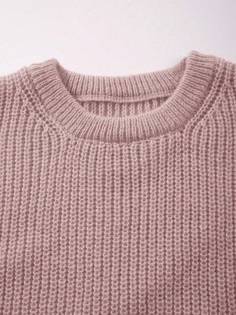 Men's Knit Drop Shoulder Crew Neck Pullover Sweater