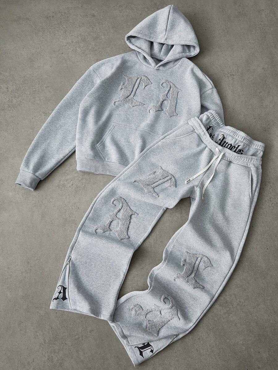 Flocked Thermal Hoodie And Pants Set