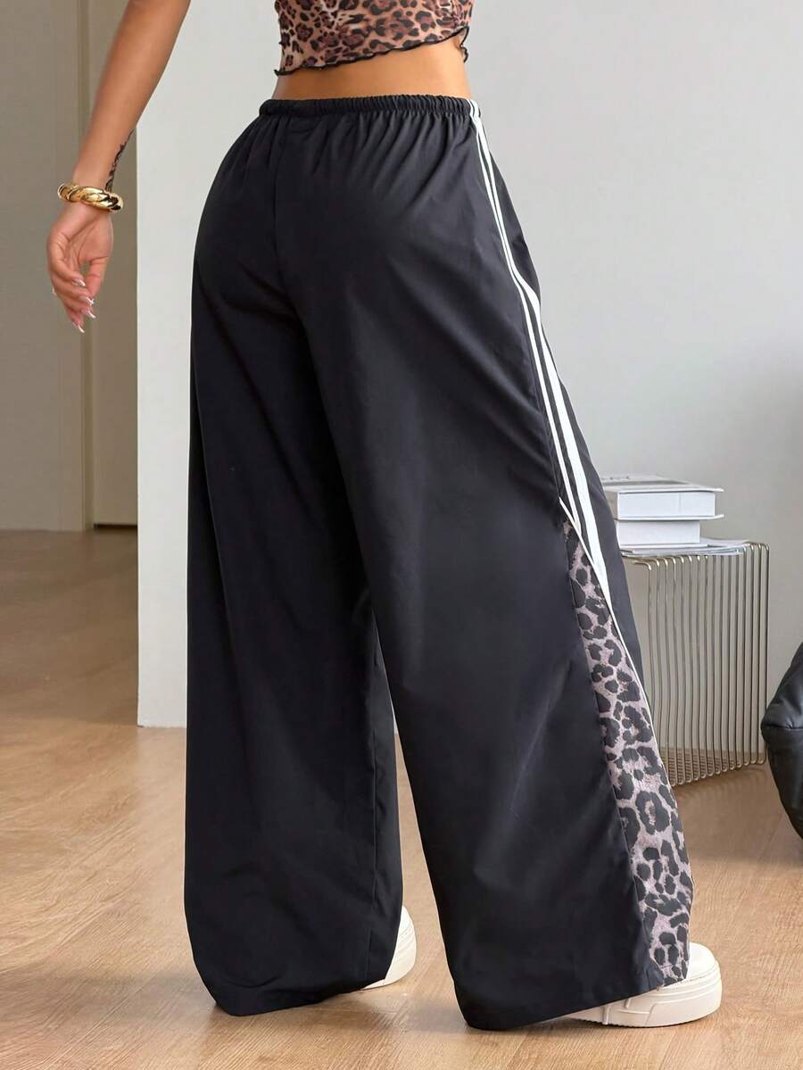 Women's Color-Blocked Cargo Parachute Pants