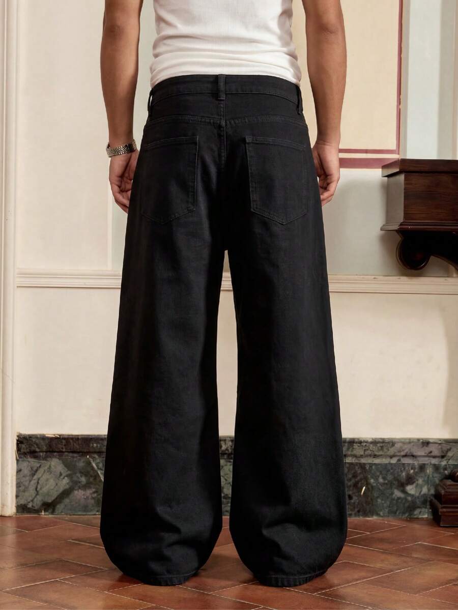 Men's Loose Fit Wide-Leg Pocket Jeans