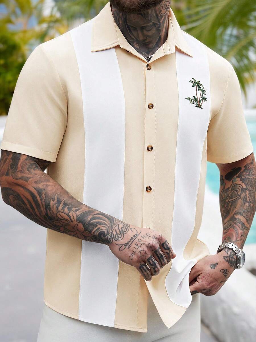Men's Solid Color Jacquard Knit Short Sleeve Shirt