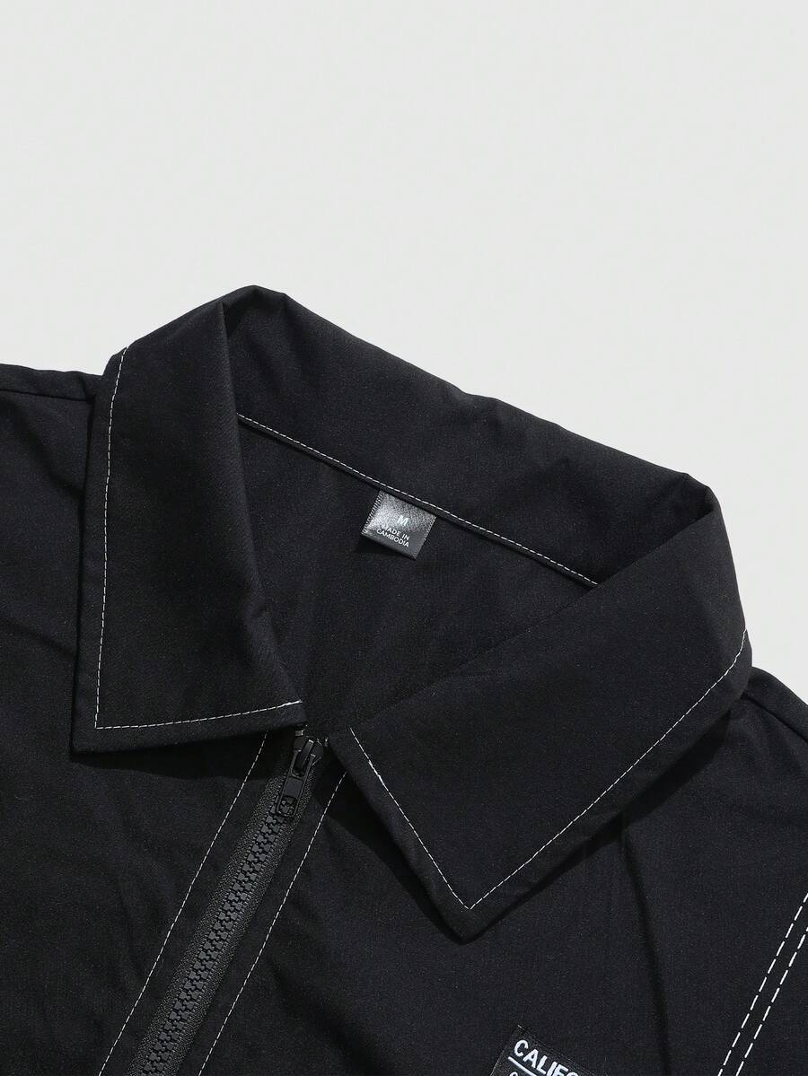 Men's 2-Piece Zip Collar Shirt & Slit-Hem Pants Set