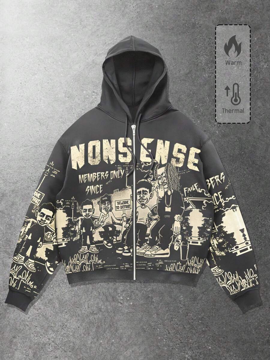 Men's Casual Cartoon Print Hoodie