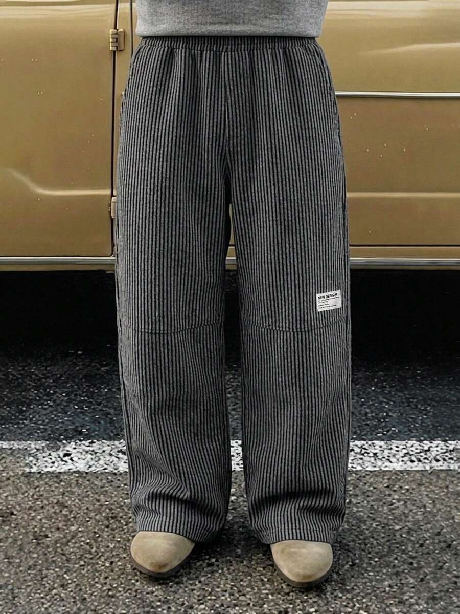 Men's Striped Wide Leg Straight Pants