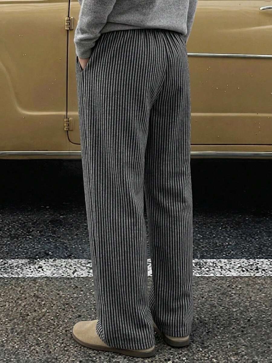 Men's Striped Wide Leg Straight Pants