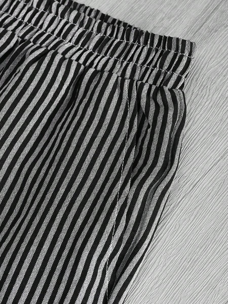 Men's Striped Wide Leg Straight Pants